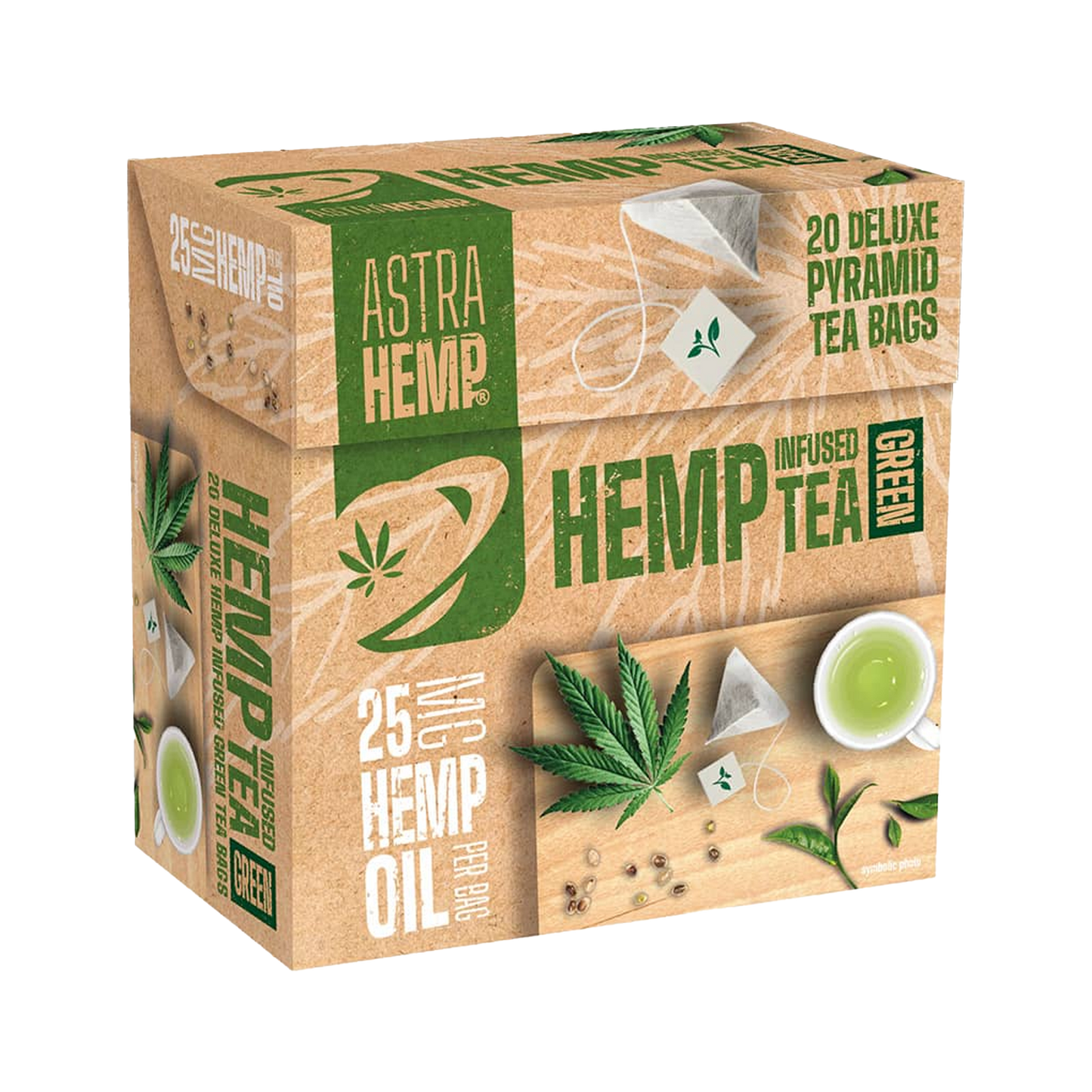 Astra Hemp Green Tea 25mg Hemp Oil (Box of 20 Pyramid Teabags)