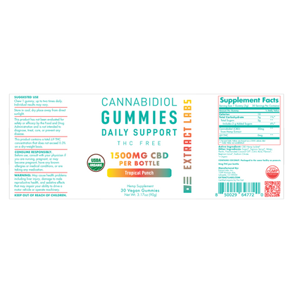 Organic CBD Isolate Gummies | Daily Support | Tropical Punch | Vegan