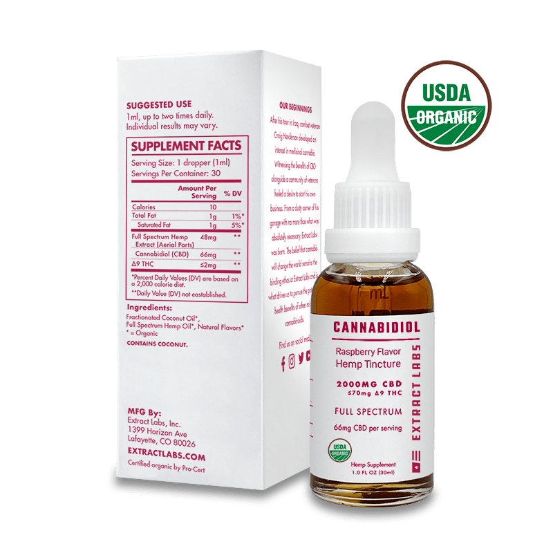 Extract Labs Organic CBD Oil Raspberry Flavour | Full Spectrum