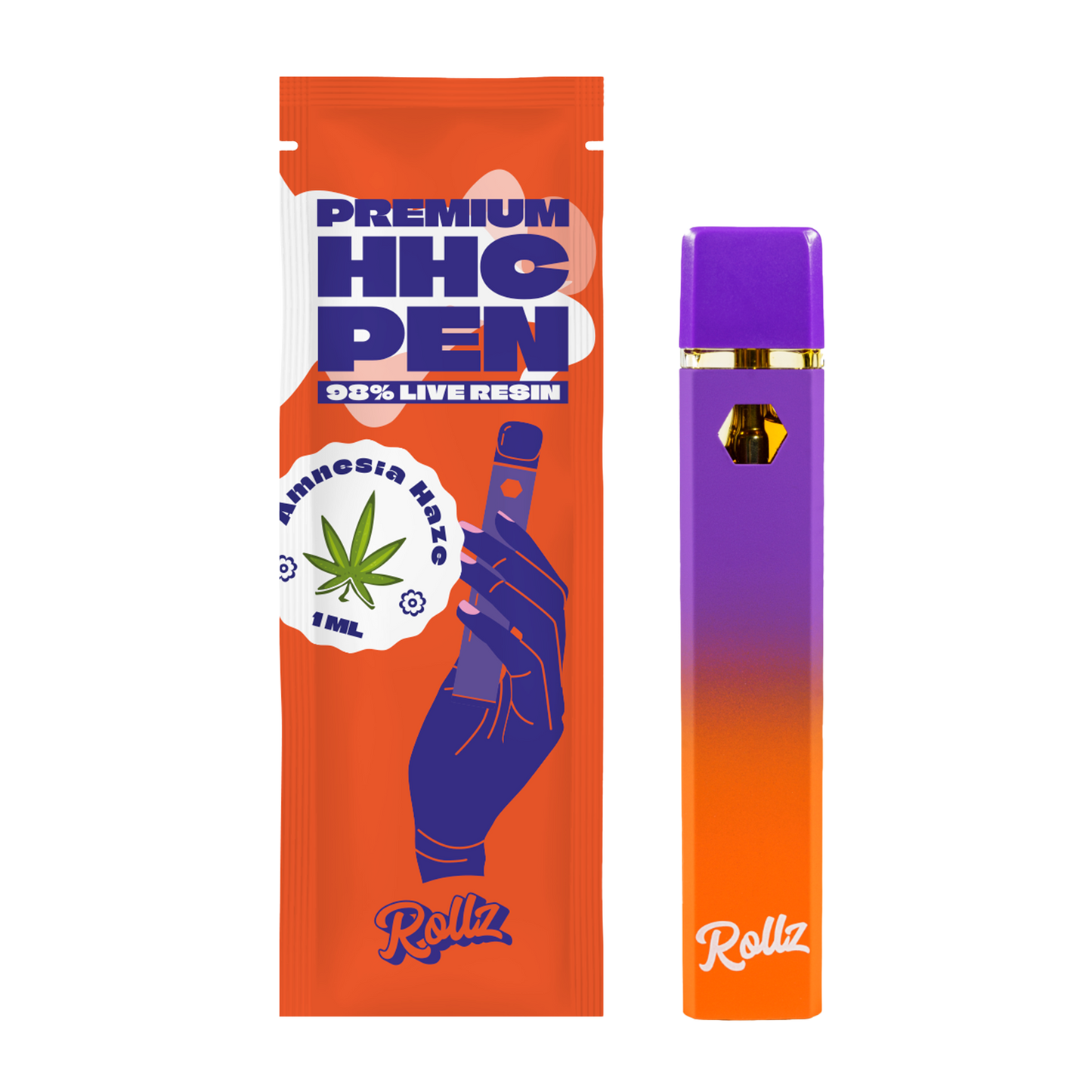 Rollz 98% Live Resin VAPE Pen Amnesia Haze 1ml