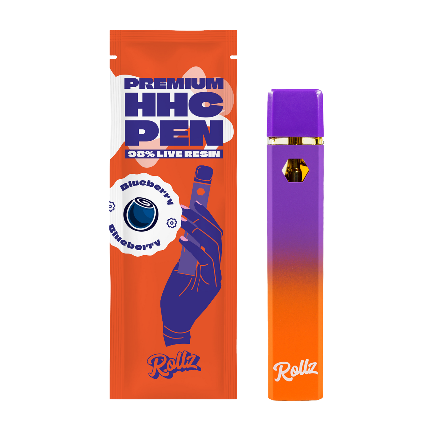 Rollz 98% Live Resin VAPE Pen Blueberry 1ml