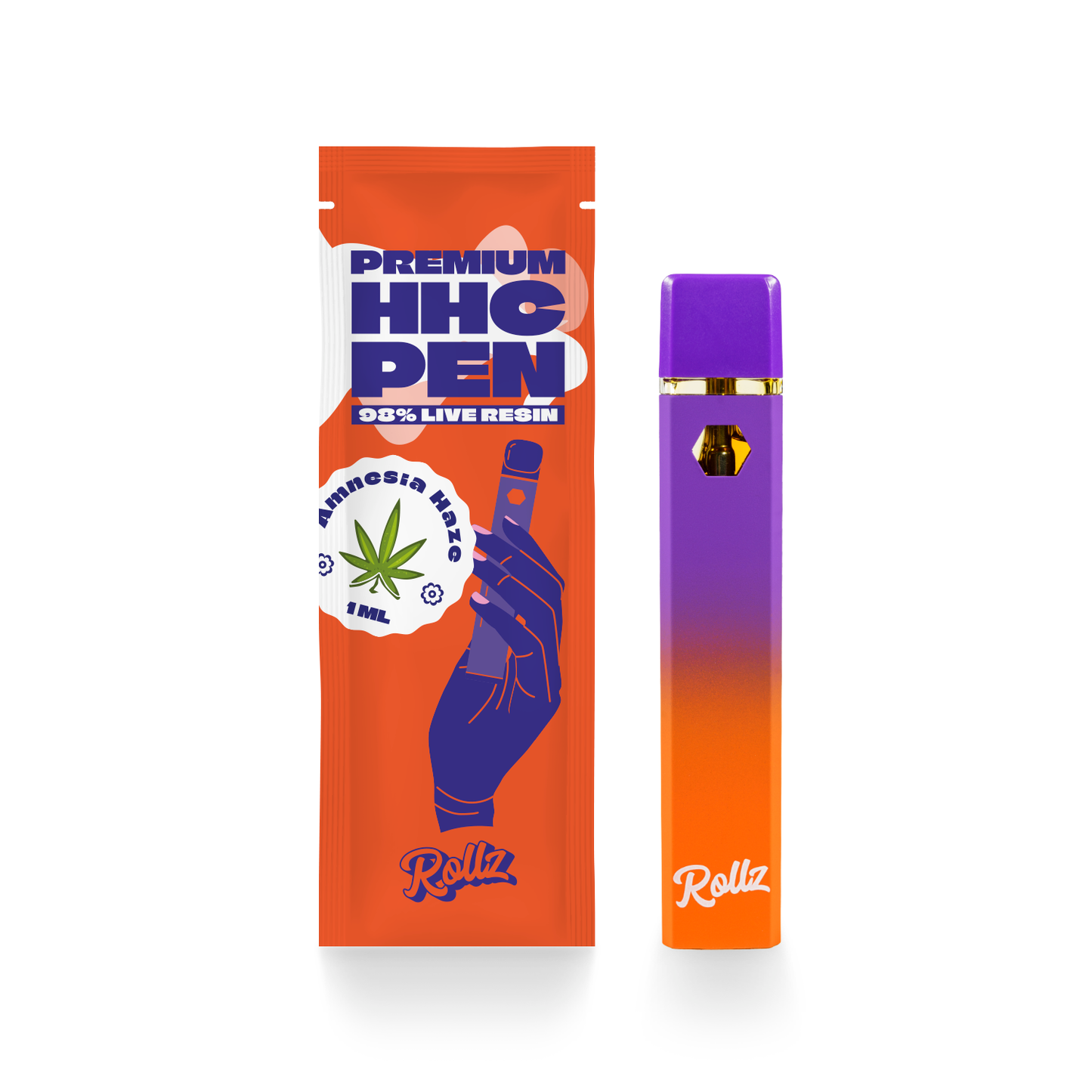 Rollz 98% Live Resin VAPE Pen Amnesia Haze 1ml